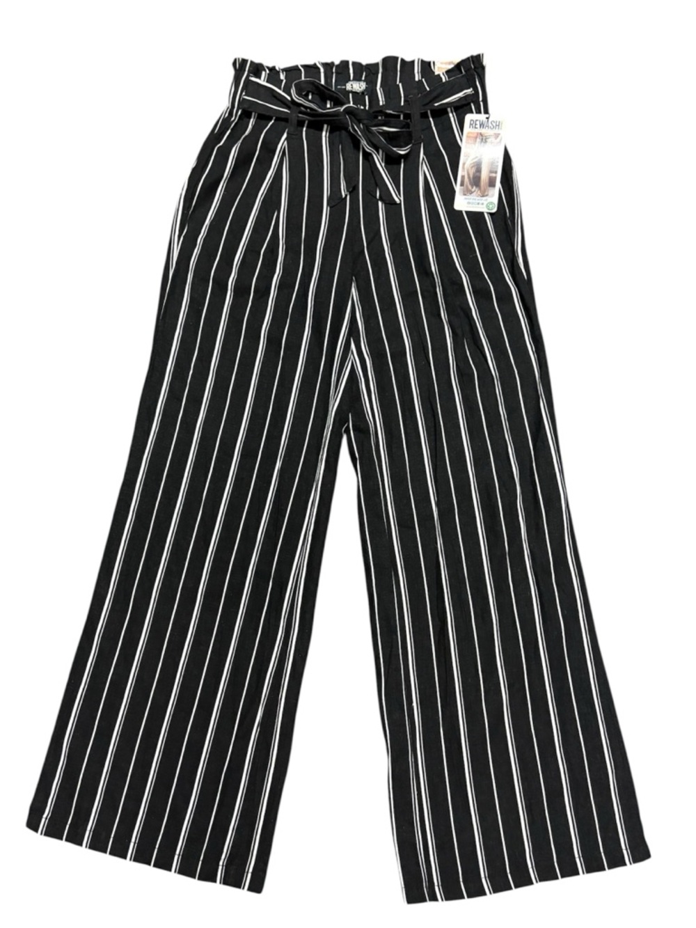 NWT Rewash Striped Linen Blend Wide Leg Belted Pants Small